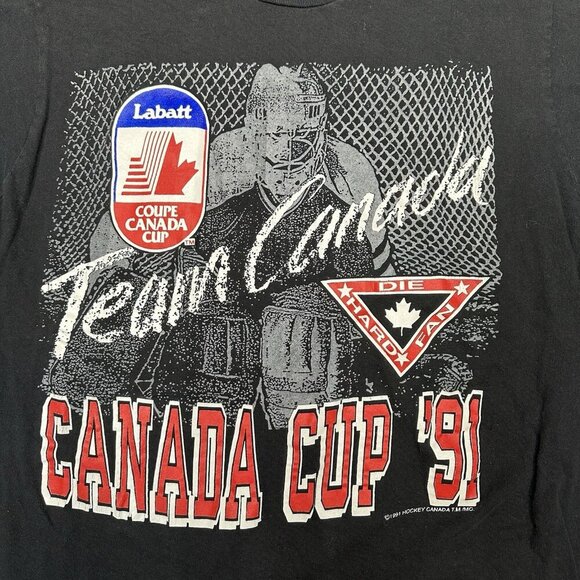 Vintage 1991 Labatt Coupe Canada Cup NHL Hockey Shirt Size L Black - Picture 2 of 6